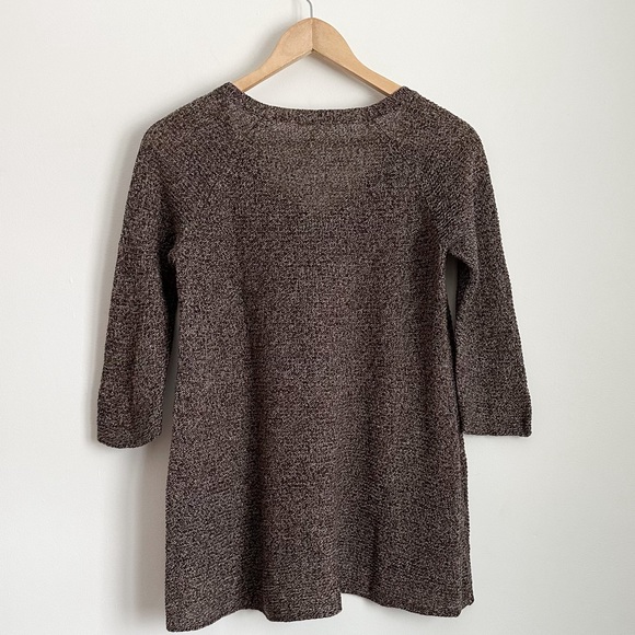Eileen Fisher black and tan linen blend knit sweater - Picture 2 of 5